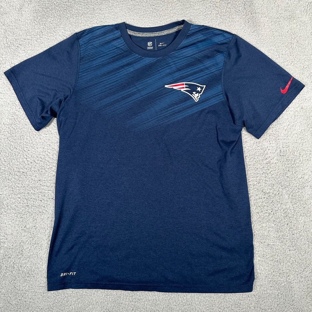 New England Patriots Shirt Mens Size Medium Blue Nike Dri-Fit Football NFL